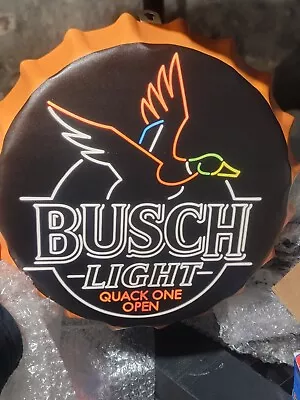 Busch Light Quack One Open Large Bottle Cap Metal Beer Sign Man Cave Bar Decor  • $20.99