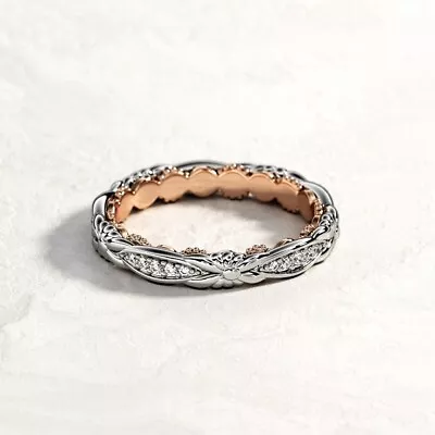 Wedding Eternity Band 0.20 Ct Lab Created Round Cut Diamond 14k Multi Tone Gold • $922