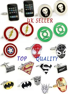 Super Hero Cufflinks Novelty Superhero Cuff Links Marvel Gift Dress Birthday UK • £1.99