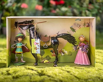 Miniture Magical Metal Princess Prince & Horse Fairy Garden Ornament Decor • £22