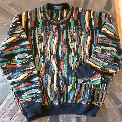 LIMNOS AUSTRALIA PURE NEW WOOL Coogi Style SWEATER Biggie Cosby Vintage LIKE NEW • $150