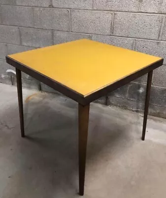 Vintage Mustard Yellow Stammered Mid-Century  Modern Folding Table • $100