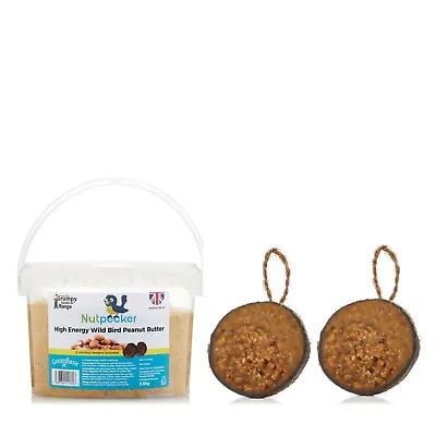 Grumpy Gardener Nutpecker Peanut Butter 2.5kg Bird Tub With Two Coconut Feeders • £20