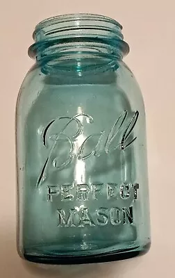 Vintage Ball Perfect Mason Blue 4 Cup Quart Glass CanningJar # 8 • $20