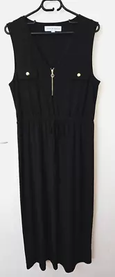 Emma & Michele Black Maxi Dress Size XL / 16  Plus Size Gold Accents • $24.65