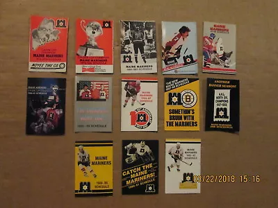 AHL Maine Mariners Vintage Defunct Lot Of 13 1970's Thru 1990's Pocket Schedules • $50