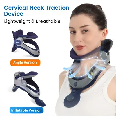 Cervical Neck Traction Device Neck Brace Support Collar Stretcher Pain Relief • £72.99