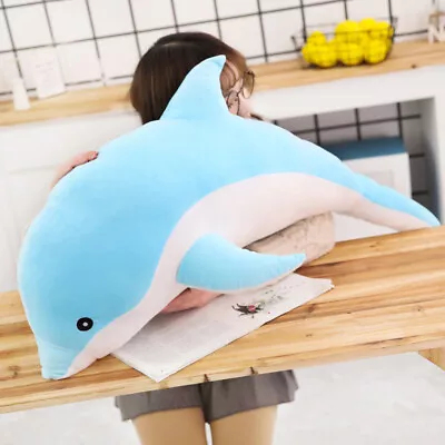 Kawaii Dolphin Plush Toy Large Lovely Stuffed Doll Cushion Baby Pillow Kids Gift • £7.60