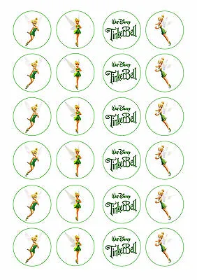 24 Assorted Tinkerbell 4cm Round Cupcake Edible Images Toppers • $9