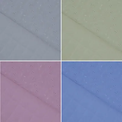 Quilted Wadding 3 Hole Broderie Anglaise Polycotton Embroidery Fabric | 45  Wide • £9.95