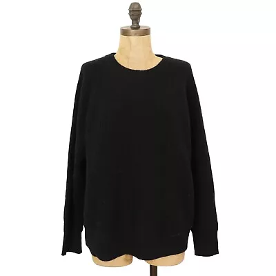 J.CREW Oversized Ribbed Cashmere Pullover Crewneck Sweater S Black NWT B59 • $128.99