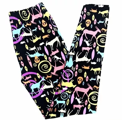 NWT Buttery Soft Neon Animal Safari Zoo Leggings One Size S M L Giraffe Zoo OS • $25.99