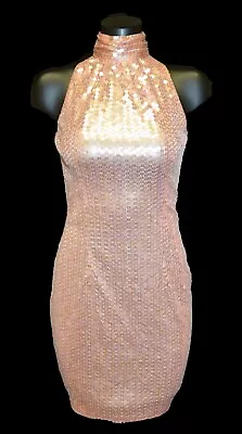 NiteLine Brand Vintage 80s 90s Pink Sequin Sexy Party Prom Dress Size 6 • $32.49