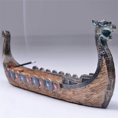 Retro Statue Vikings Ship Home Decoration Vintage Dragon Boat Figurine Sculpture • £19.89