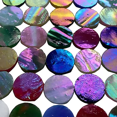 125 Pieces 4/5  Iridescent Round Glass Mosaic Tiles For Crafts - Stained Glass S • $29.99