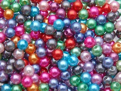 150 Pcs  6mm Mix Acrylic Round Faux Pearls Beads Craft Jewellery Kids C178 • £1.89