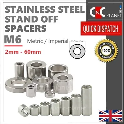 Stainless Steel Spacer Standoff Spacer M6 Stand Off Collar Round Bush No Thread • £2.95