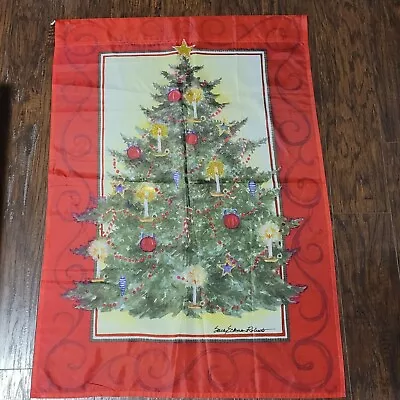 Sally Eckman Roberts 38 X 26 Christmas Tree Yard Standard Flag Red Gold Glitter • $12.67