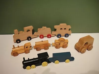 Lot Of 8 Vintage Wooden Train Set Cars Engines Cars Caboose - Bonus Car • $7.19