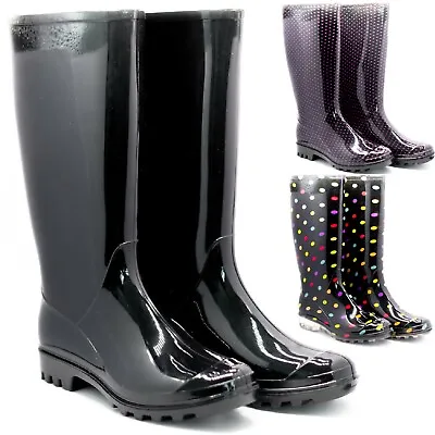 Ladies Festival Womens Wellies Rain Waterproof Garden Wellington Boots Shoes Sz • £12.95