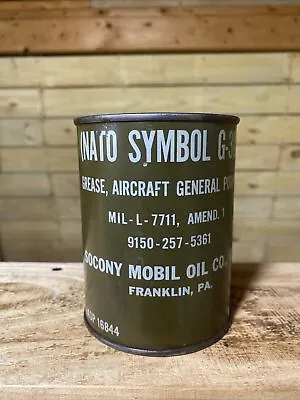 Socony Mobil 1 Pound Grease Can Military Vintage Full Can • $45