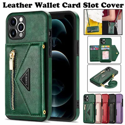 $19.99 • Buy For IPhone 13 12 11 Pro/Max XR S SE 8/7 Plus Case Leather Wallet Card Slot Cover