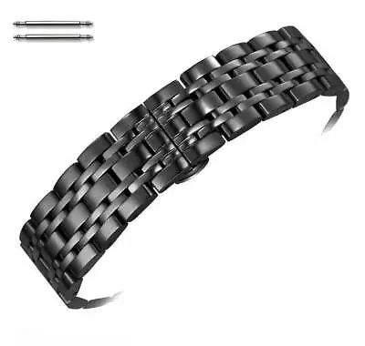 Steel Polished Black Metal Replacement Watch Band Strap Butterfly Clasp #5056 • $18.95