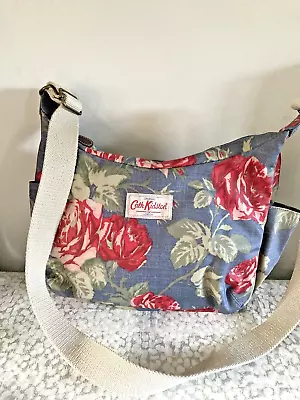 Cath Kidston Blue Floral PVC Oilcloth Handbag Ladies Roses Cross Body Strap • £19.99