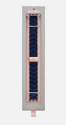 NEW MICHELE APPLE Blue Silicone & Rose Stainless Watch Band MS20AS0005 38-45MM • $162