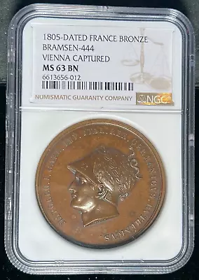 France 1805 Bronze Medallion *NGC MS-63* Napoleon Vienna Captured Bramsen-444 • £40.96