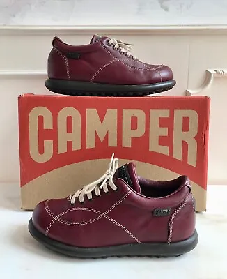 CAMPER Oxblood Red Burgundy Leather Pelotas Comfort Casual Shoes EU 35 Size 2.5  • £38