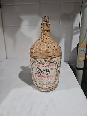 WICKER WRAPPED Rose WINE BOTTLE By  TIMPANAS Milwaukee Wisconsin • $48.25