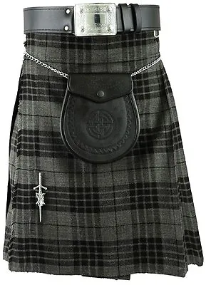Grey Scottish Mens Kilt Tartan Kilts Traditional Highland Dress • £25.99