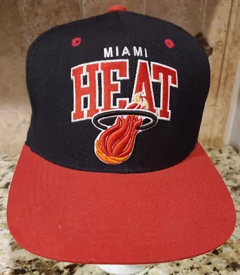 Miami Heat Hat Cap Mens Snapback Black Red Mitchell & Ness Hardwood Classics • $12.99