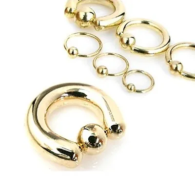 New Quality Gold Plated Captive Bead Ring Hoop Various Sizes BCR • £2.96