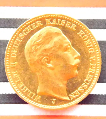 GERMAN 20 Mark 1912 J PRUSSIA KAISER WILHELM II. 90% GOLD EMPIRE Coin WW1 +RARE+ • $799