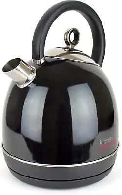 Black Stainless Steel Rapid Boil Domed Kettle 3000w 1.7L Removable Filter • £22.10