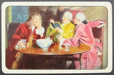 Men At Table Vintage Single Swap Playing Card Blank Back • $3.29