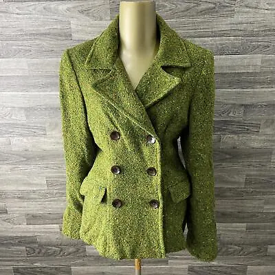 VICTORIA'S SECRET Moda International Green Wool Pea Coat Women's Size Large • $22.80