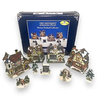 The Saturday Evening Post Norman Rockwell 10 Piece Porcelain Village Set 2002 • $75