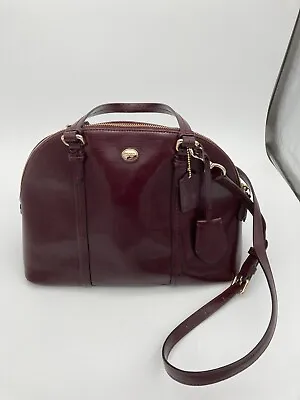 Coach Cora Domed Peyton Leather Burgundy Purse Handbag READ DESCRIPTION • $42