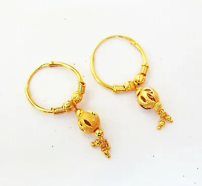 $21.05 • Buy Indian Traditional Jhumki GoldPlated Hoop Earrings Designer Bali Wedding Jewelry