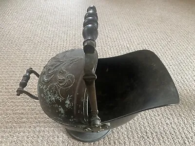 £29.99 • Buy Vintage / Antique Copper Coal Scuttle Helmet Log Bucket Wood Handle  