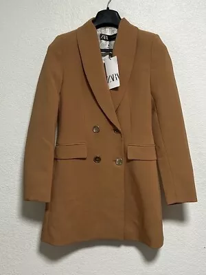 NWT ZARA CAMEL  DOUBLE BREASTED LONG COAT 2262/295 Size XS • $274.04