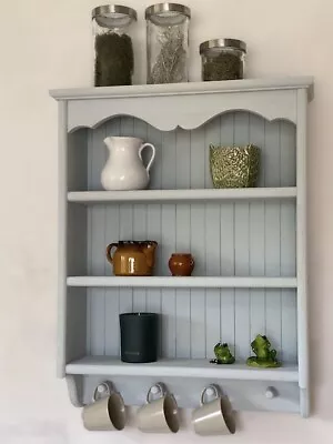 S99 Wooden Cottage Shelving | Handcrafted Wall Hanging Cupboard With Cup Hooks • £171.14