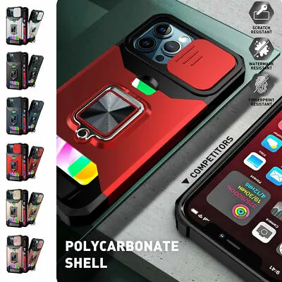 For IPhone 15 12 15 Pro Max 6 7 8+Ring Holder Card Slot Shockproof Magnetic Case • $15.99