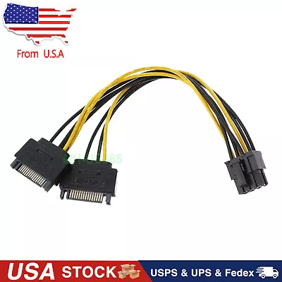 Dual SATA Power To 6Pin PCI-E Cable Converter Wire For PCI Express Video Card • $4.99