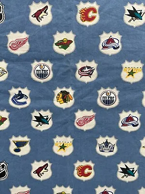 Pottery Barn Teen NHL Hockey Western Conference Logo Blue Twin Flat Sheet • $24.99