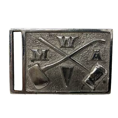 VTG Modern Woodmen Of America MWA Belt Buckle Ax Trees Forest • $22.50