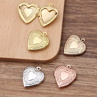 Metal Brass Heart Shaped Photo Locket Charms Pendant  DIY Necklace Mak ZT • £2.46